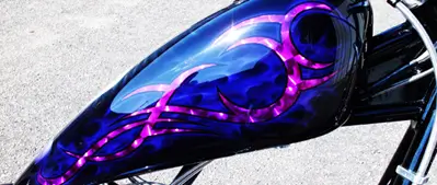 VinylEfx vinyl graphic with a urethane clear coat on a motorcycle fuel tank
